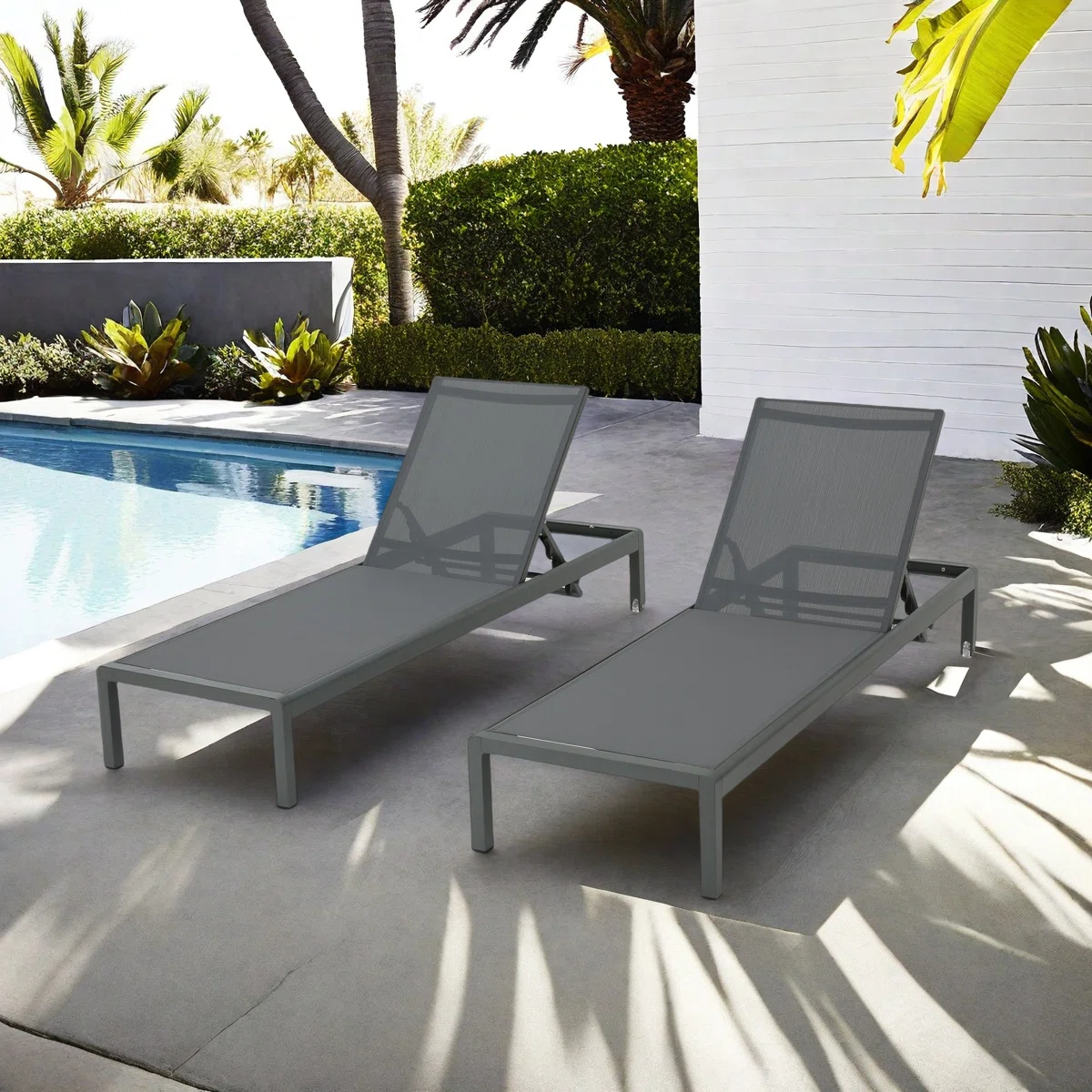 Vireon Sun – Lot de 2 transats inclinables en aluminium avec toile respirante