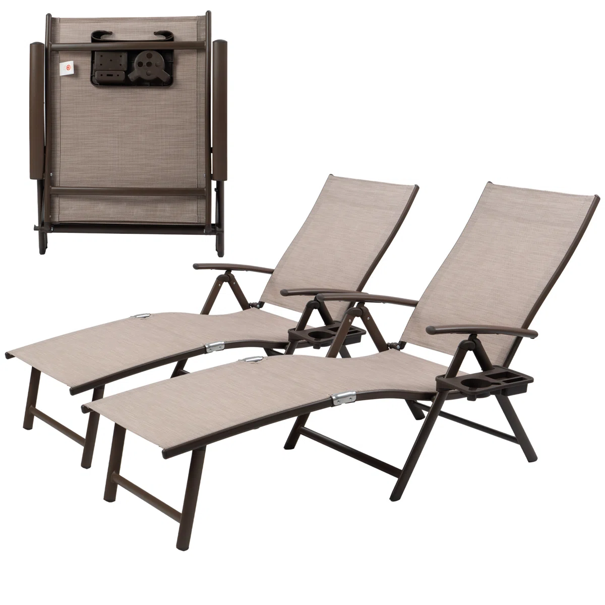 Cozy – Lot de 2 Transats Inclinables en Aluminium avec Coussin