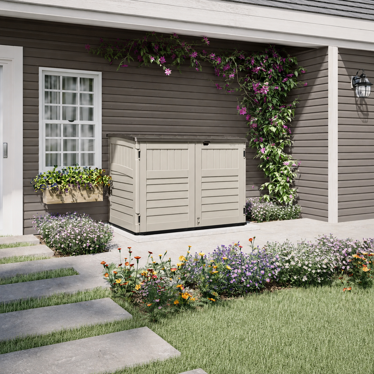 Terra 180 – Abri de Jardin Horizontal en Résine avec Vérins à Gaz 