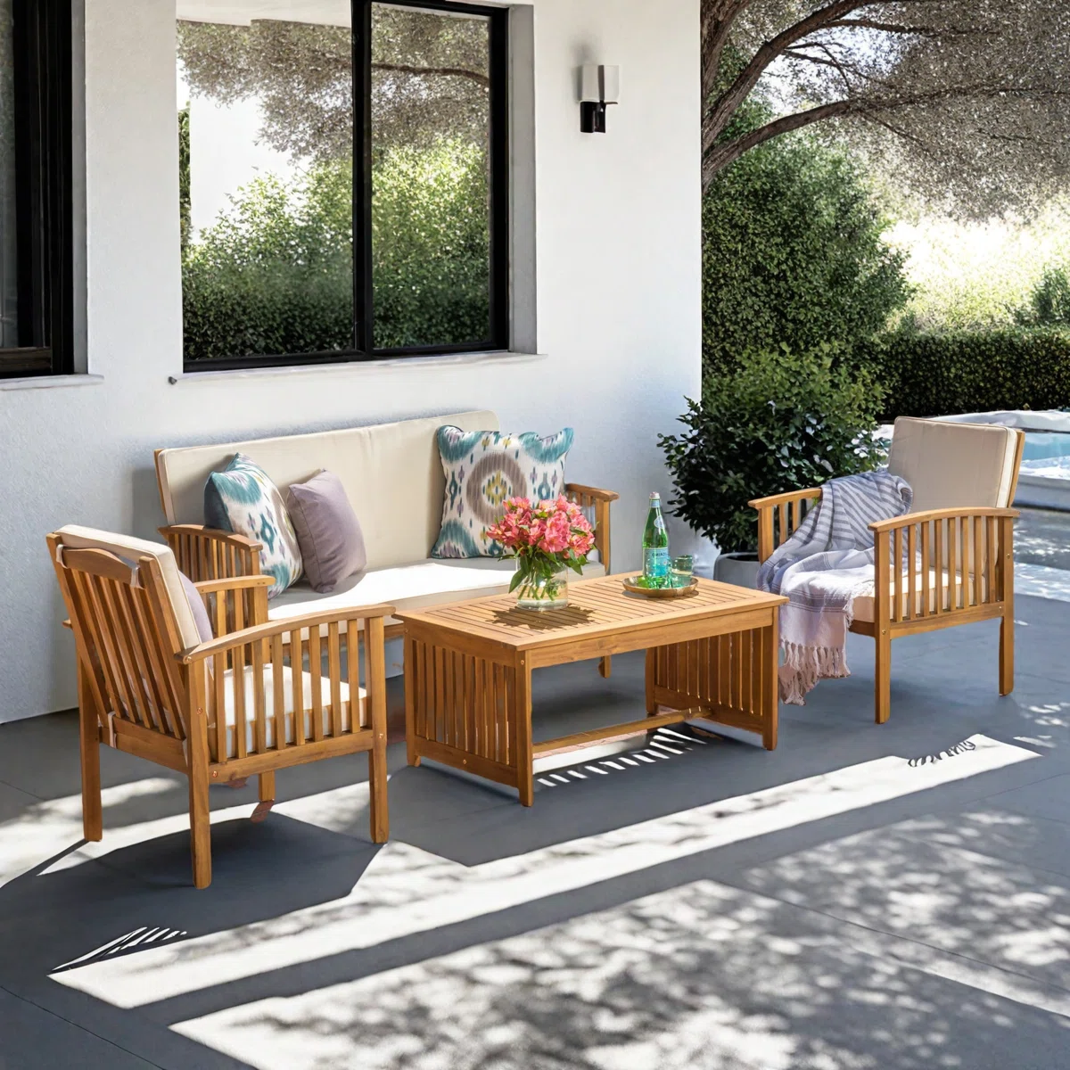 Elvara – Salon de Jardin 4 Pièces avec Coussins Confort Élégant pour Extérieur Moderne