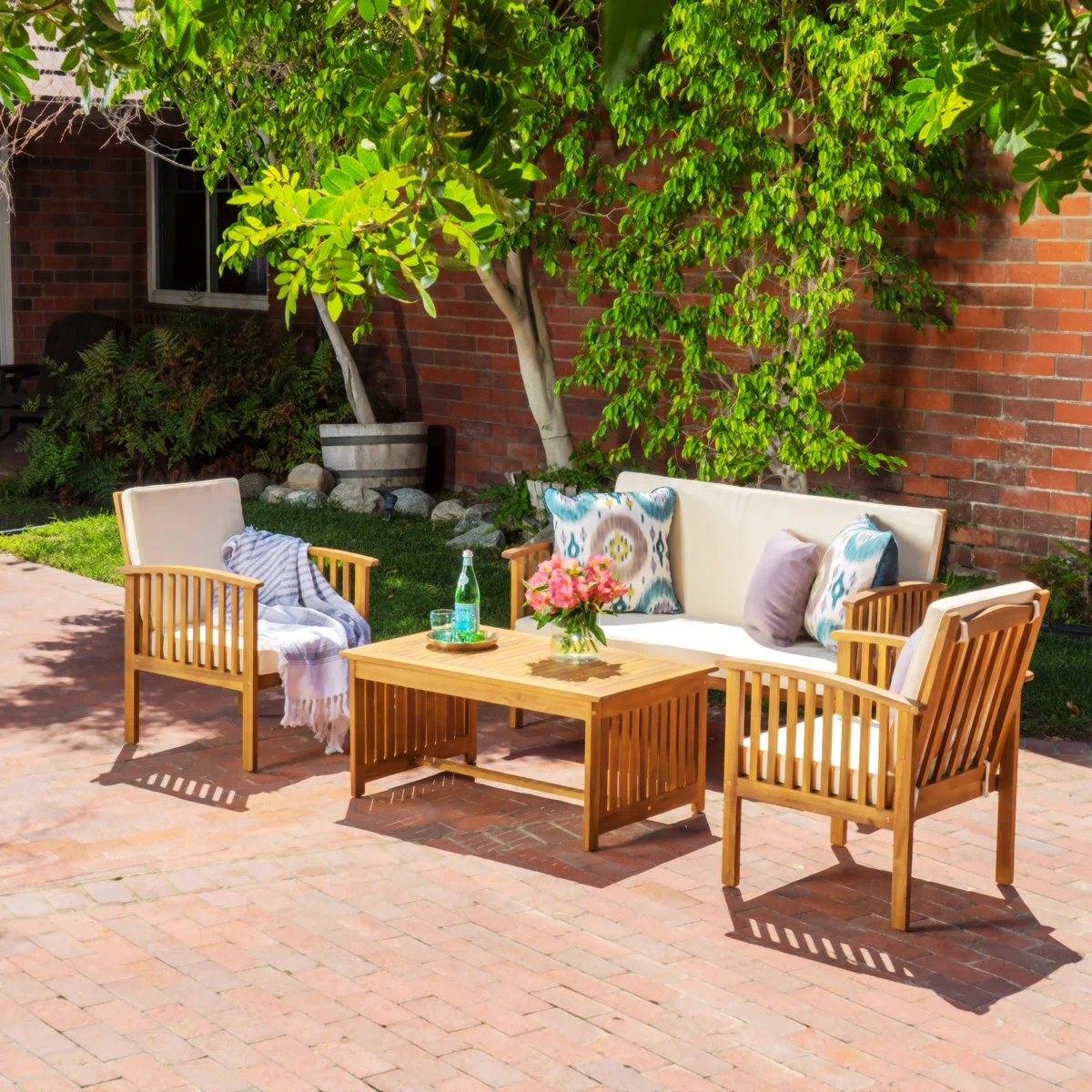 Elvara – Salon de Jardin 4 Pièces avec Coussins Confort Élégant pour Extérieur Moderne