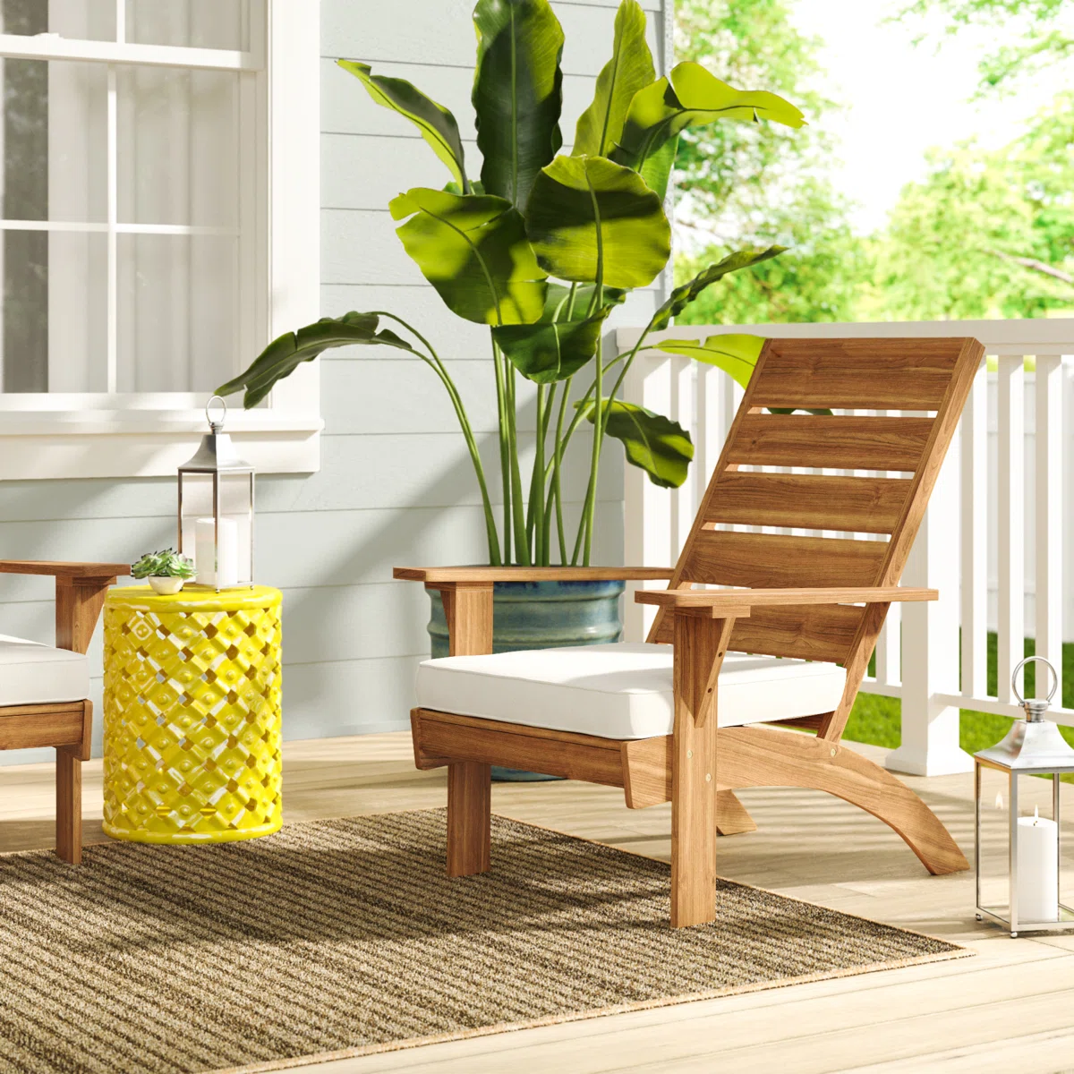 Teyra – Fauteuil extérieur en bois d’acacia avec coussin