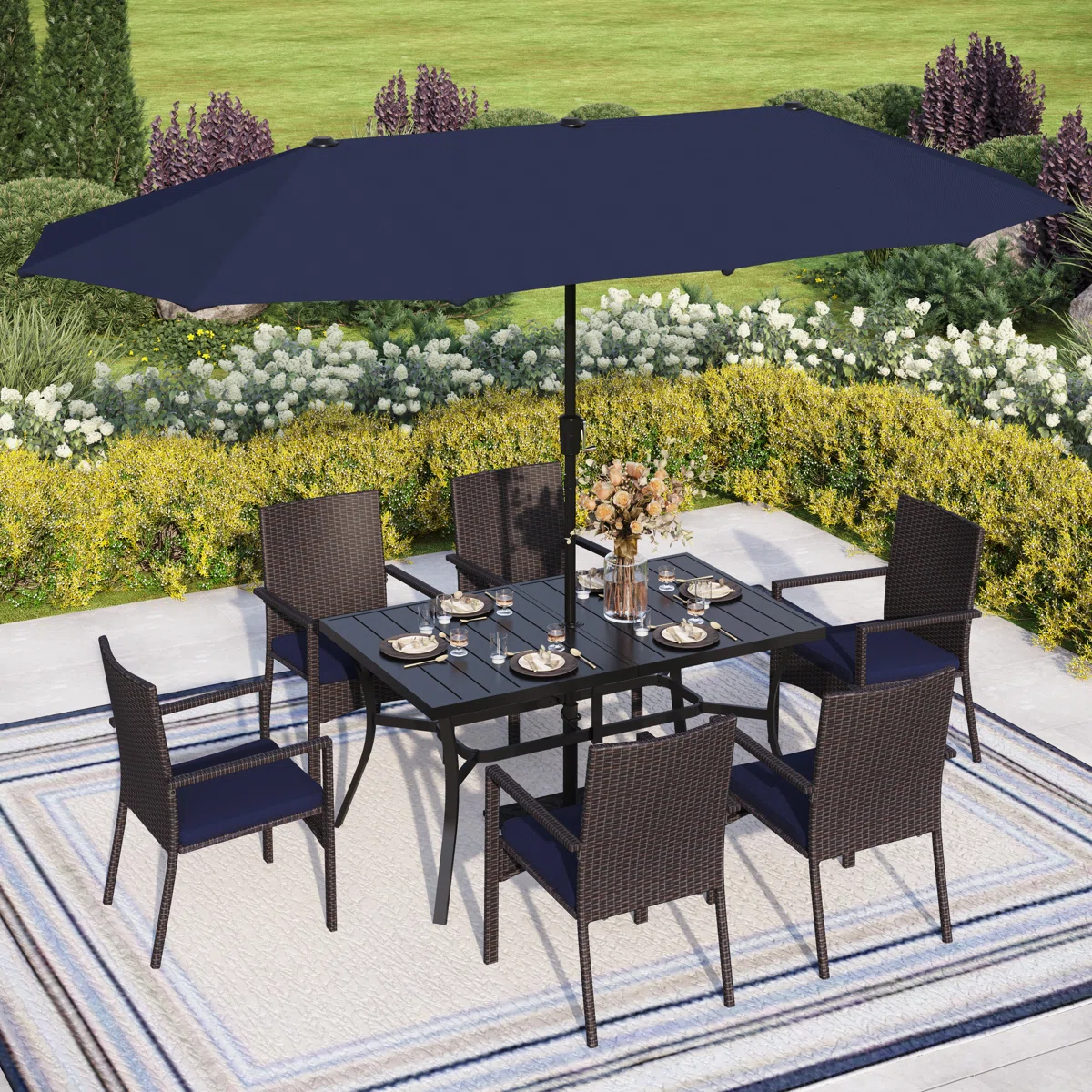 Monza – Ensemble de Jardin 6 Places avec Table Rectangulaire