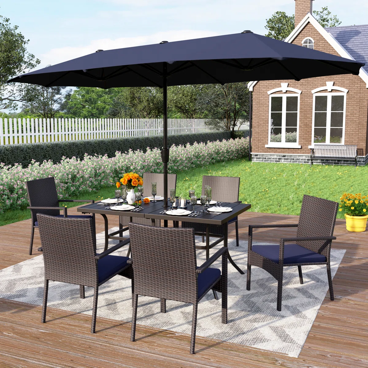 Monza – Ensemble de Jardin 6 Places avec Table Rectangulaire