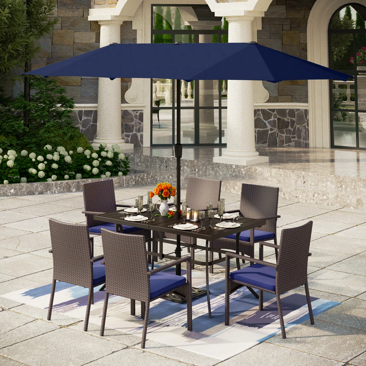 Monza – Ensemble de Jardin 6 Places avec Table Rectangulaire