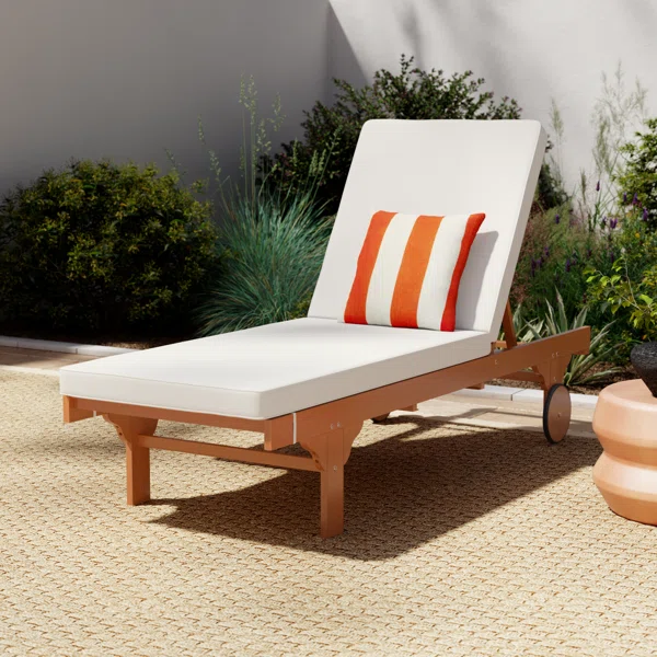 Velora Sun – Transat en bois d’eucalyptus avec coussin et roulettes