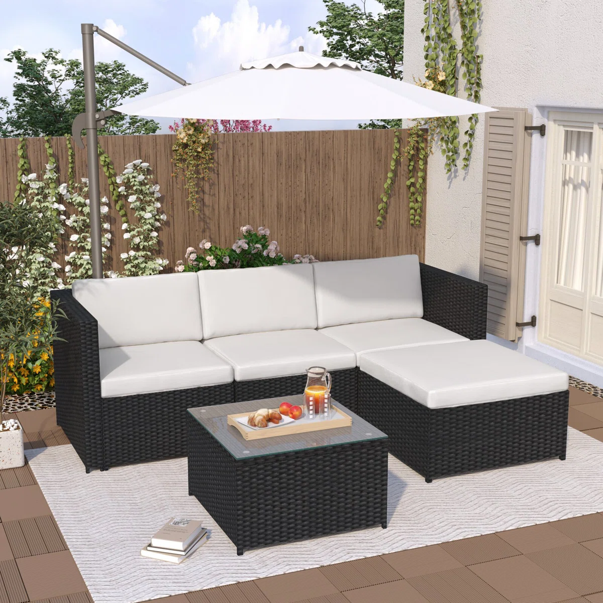 Sorelia — Salon de jardin 3 places en rotin