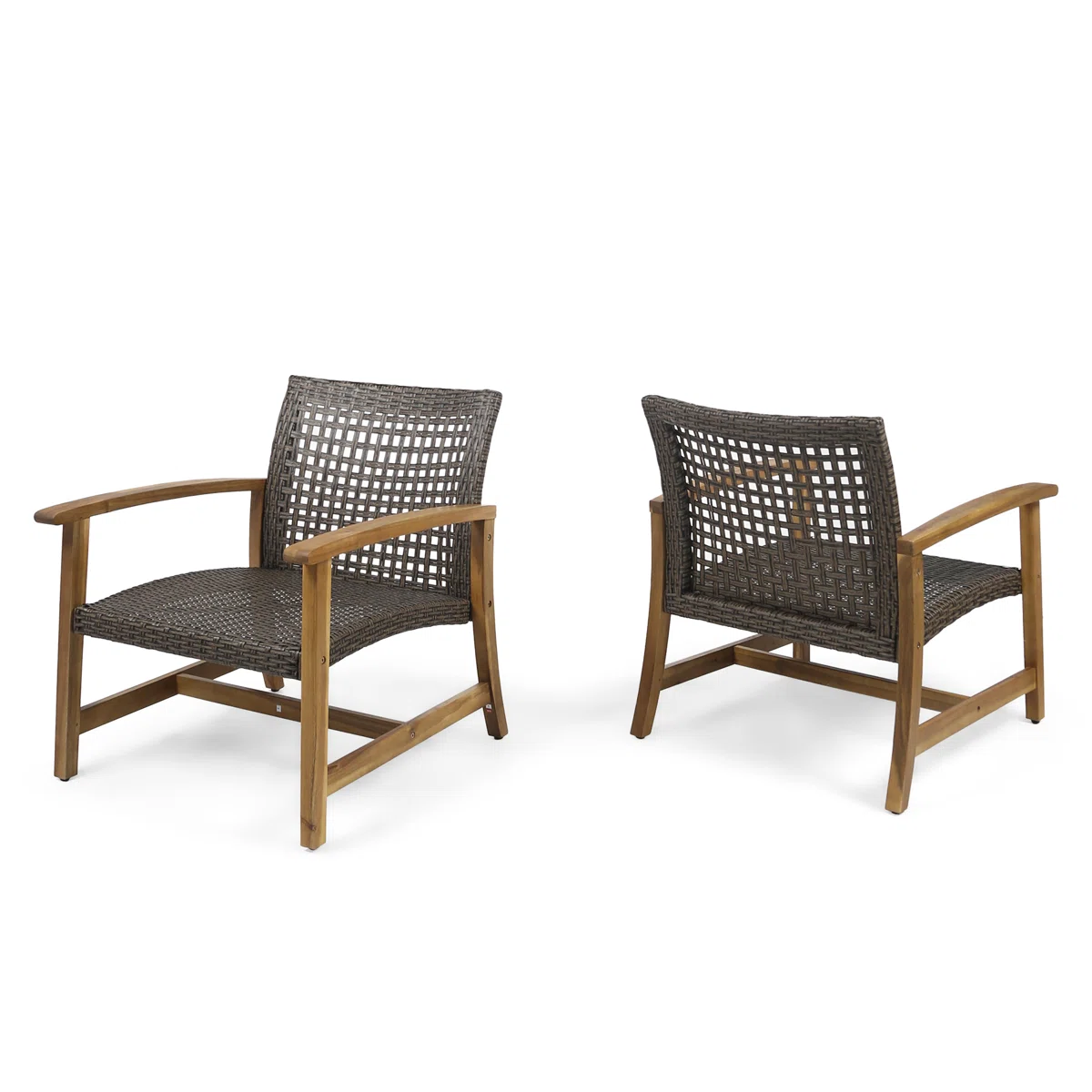 Wellara – Lot de 2 Fauteuils de Jardin en Bois et Rotin PE avec Confort Élégant pour Extérieur