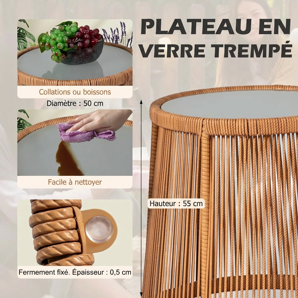 Dawnera – Salon de Jardin 2 Places avec Coussins Confort Design Élégant pour Extérieur