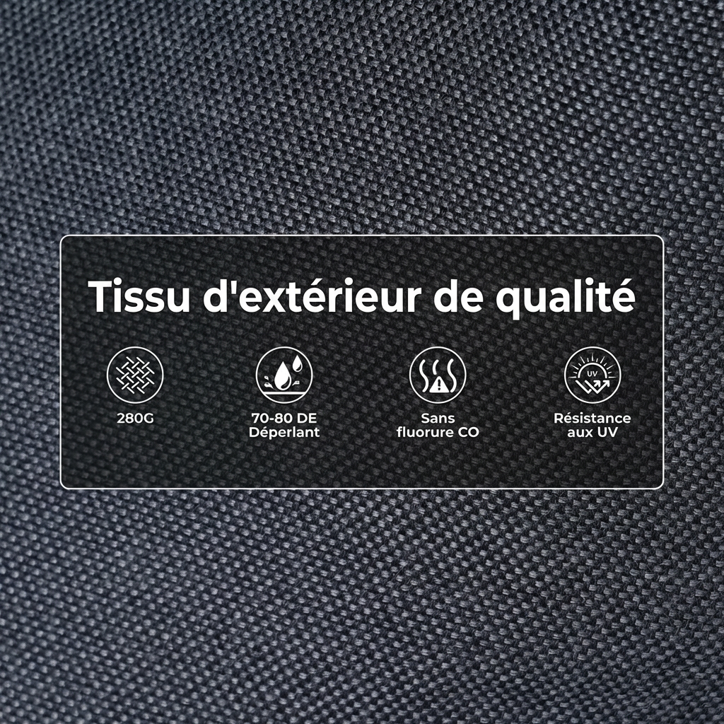 Arunel – Salon de Jardin 4 Pièces en Acier Effet Bois avec Coussins