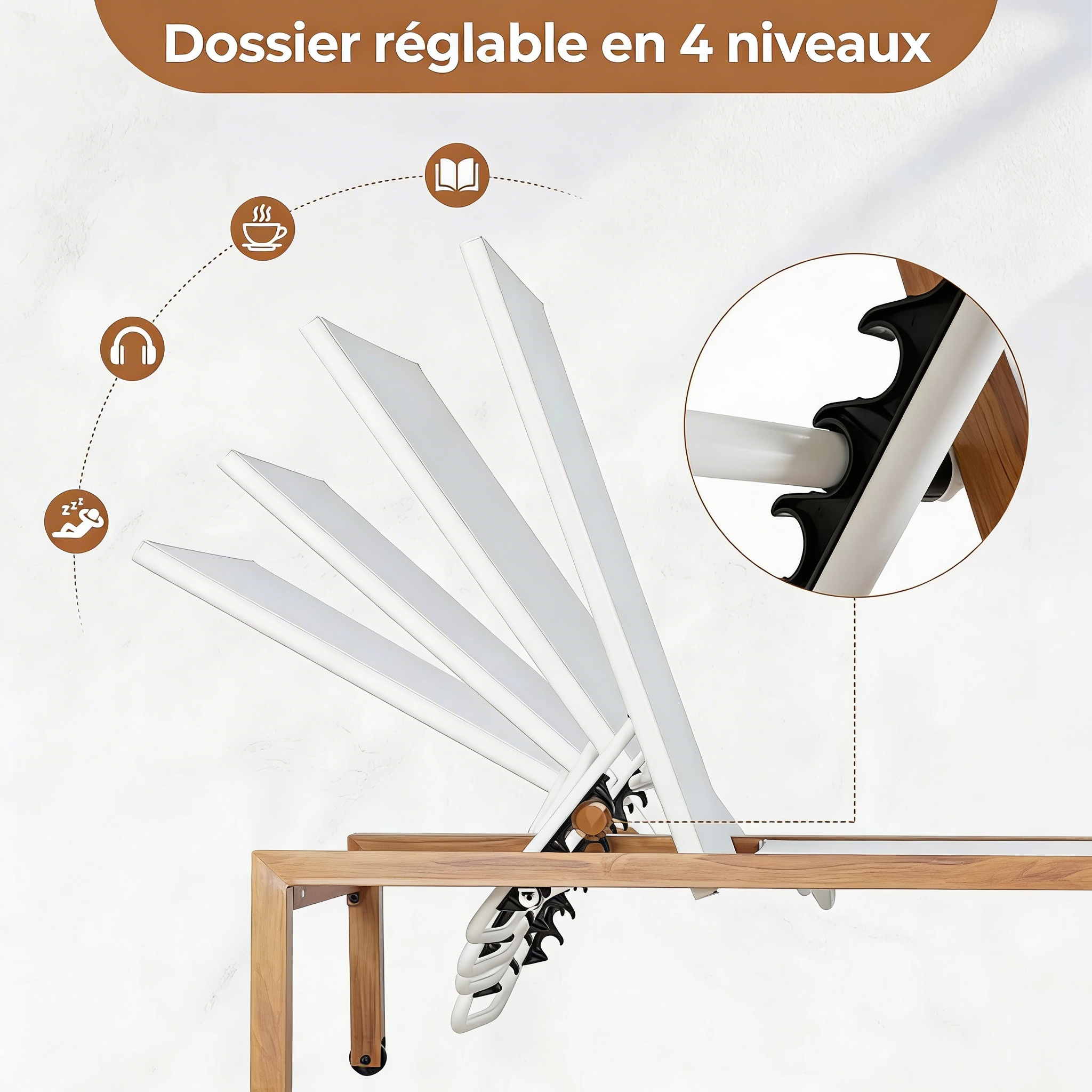 Wolbra – Ensemble Transats Extérieurs avec Table d’Appoint pour Jardin et Piscine