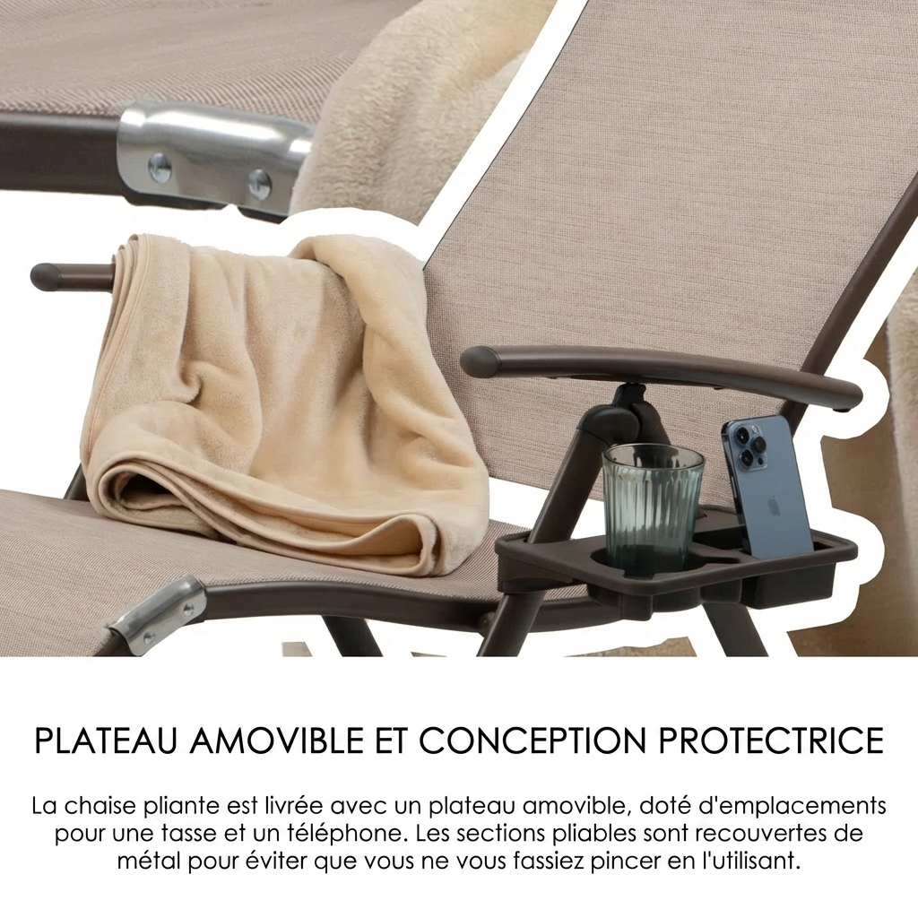 Cozy – Lot de 2 Transats Inclinables en Aluminium avec Coussin