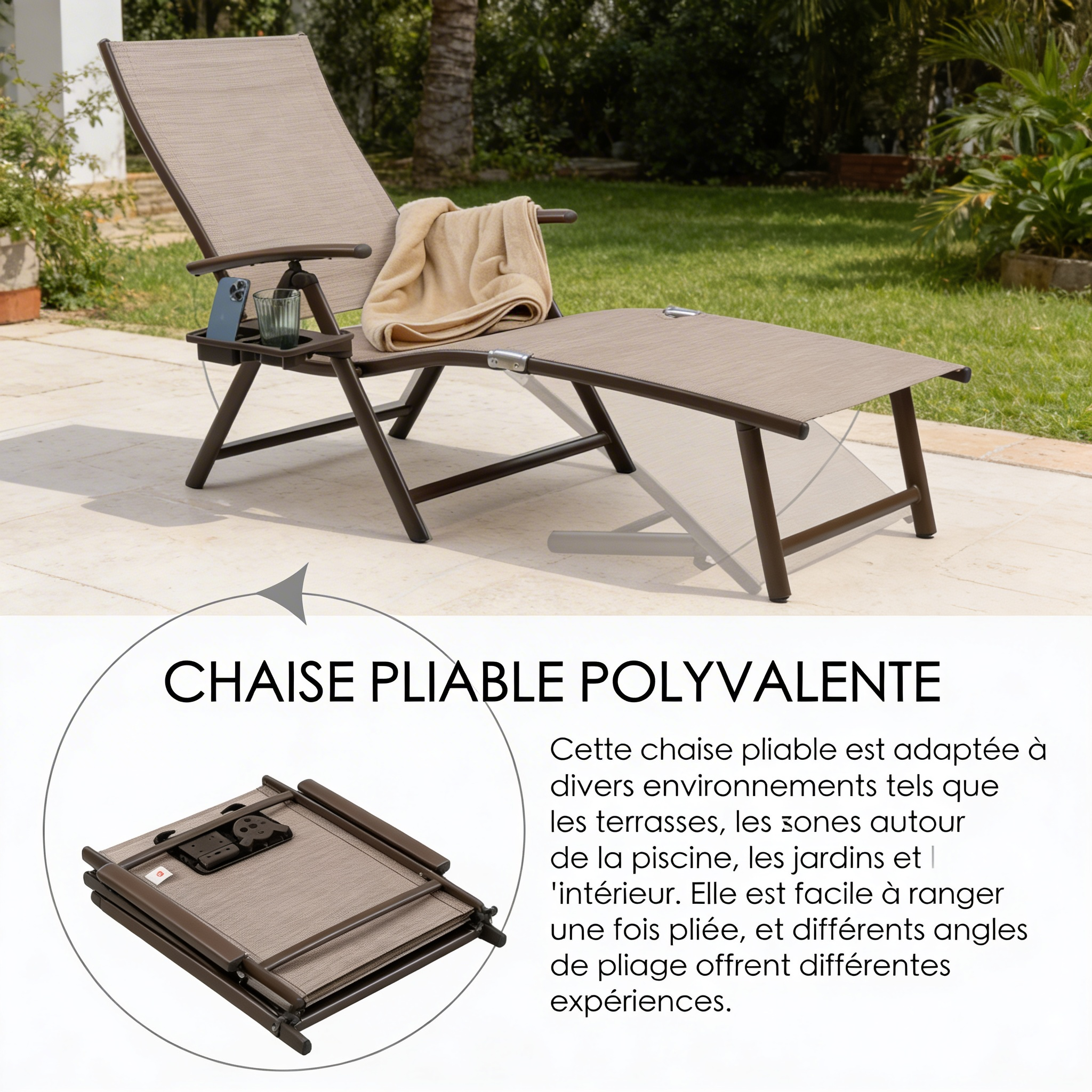Cozy – Lot de 2 Transats Inclinables en Aluminium avec Coussin