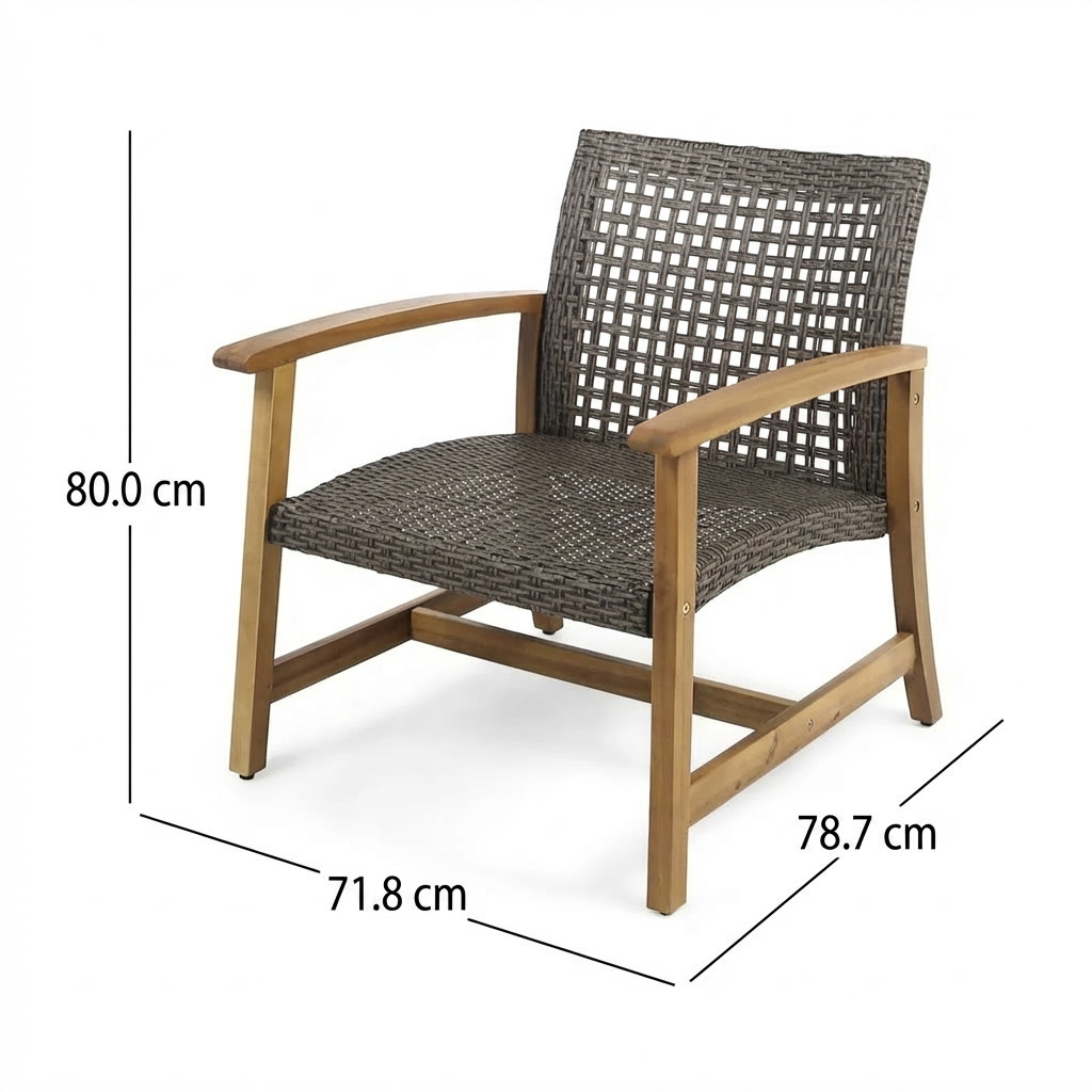 Wellara – Lot de 2 Fauteuils de Jardin en Bois et Rotin PE avec Confort Élégant pour Extérieur