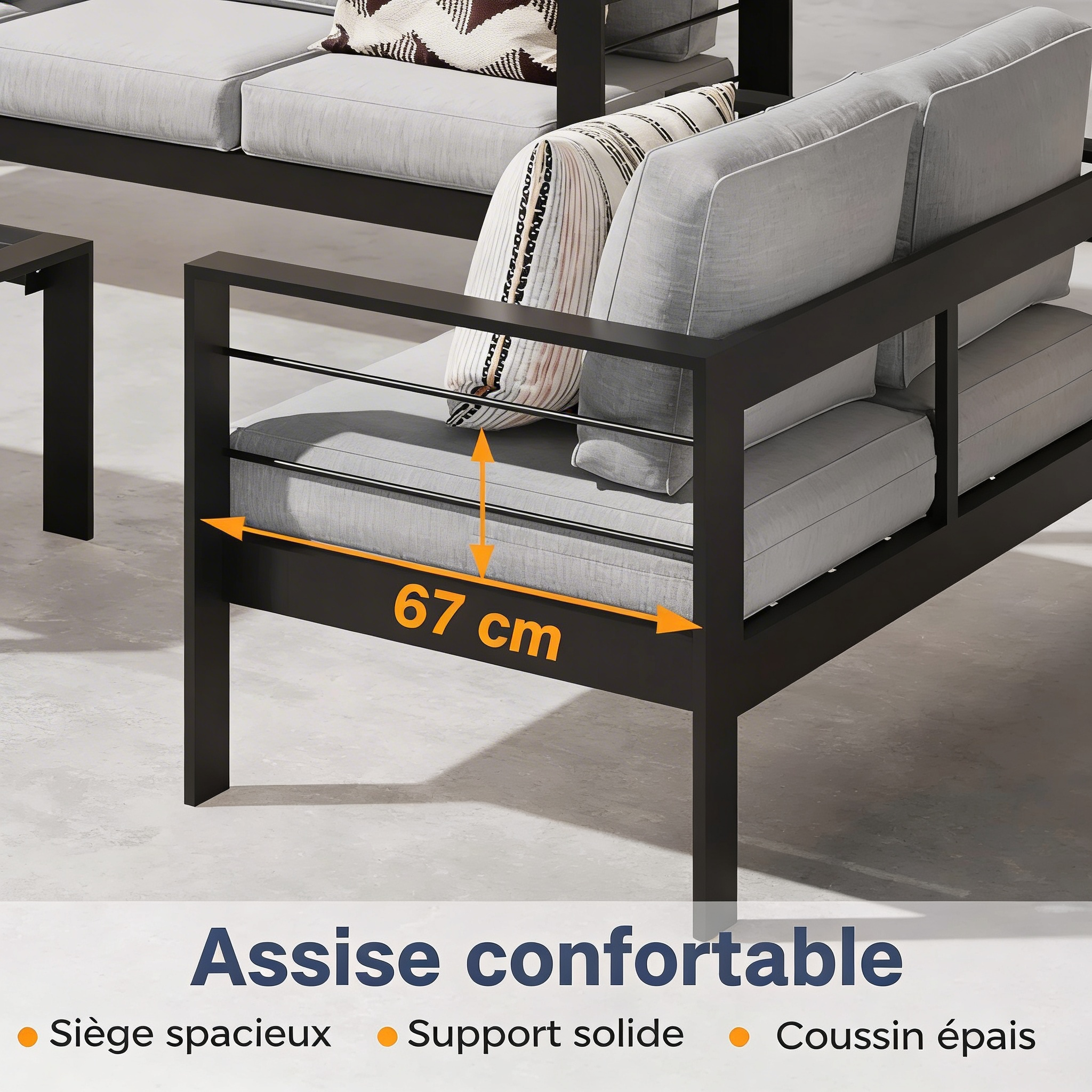 Elyon - Lot de 2 Fauteuils de Jardin en Aluminium avec Design Moderne et Confort Durable