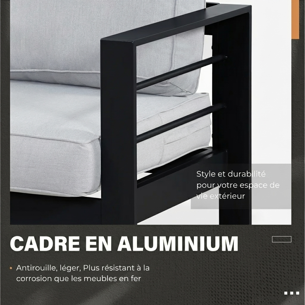 Elyon - Lot de 2 Fauteuils de Jardin en Aluminium avec Design Moderne et Confort Durable