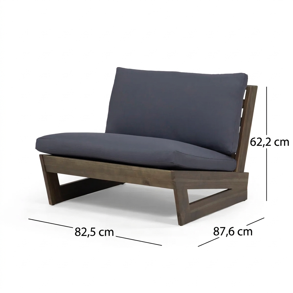 Salon de jardin moderne Louise en bois d’acacia avec coussins