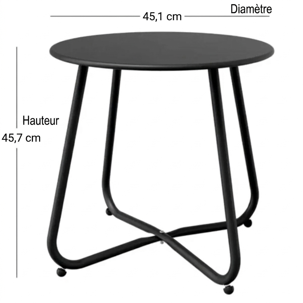 Luna Rock – Ensemble fauteuils à bascule extérieur 3 pièces avec table et coussins