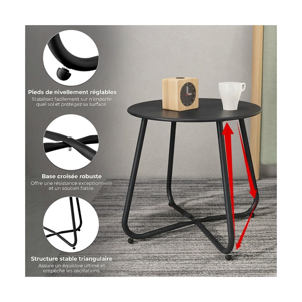 Solea Lounge – Ensemble fauteuils lounge extérieur 3 pièces avec table et coussins