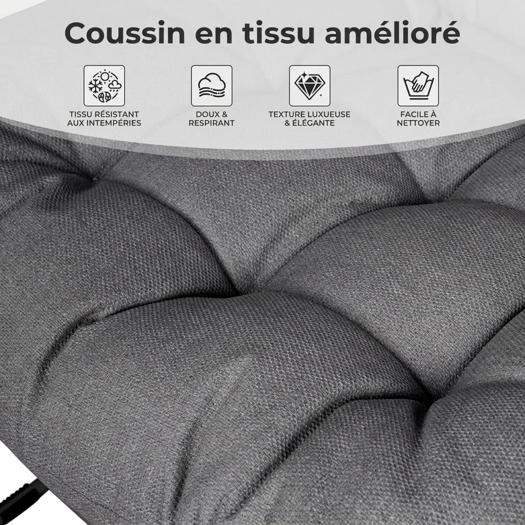 Solea Lounge – Ensemble fauteuils lounge extérieur 3 pièces avec table et coussins