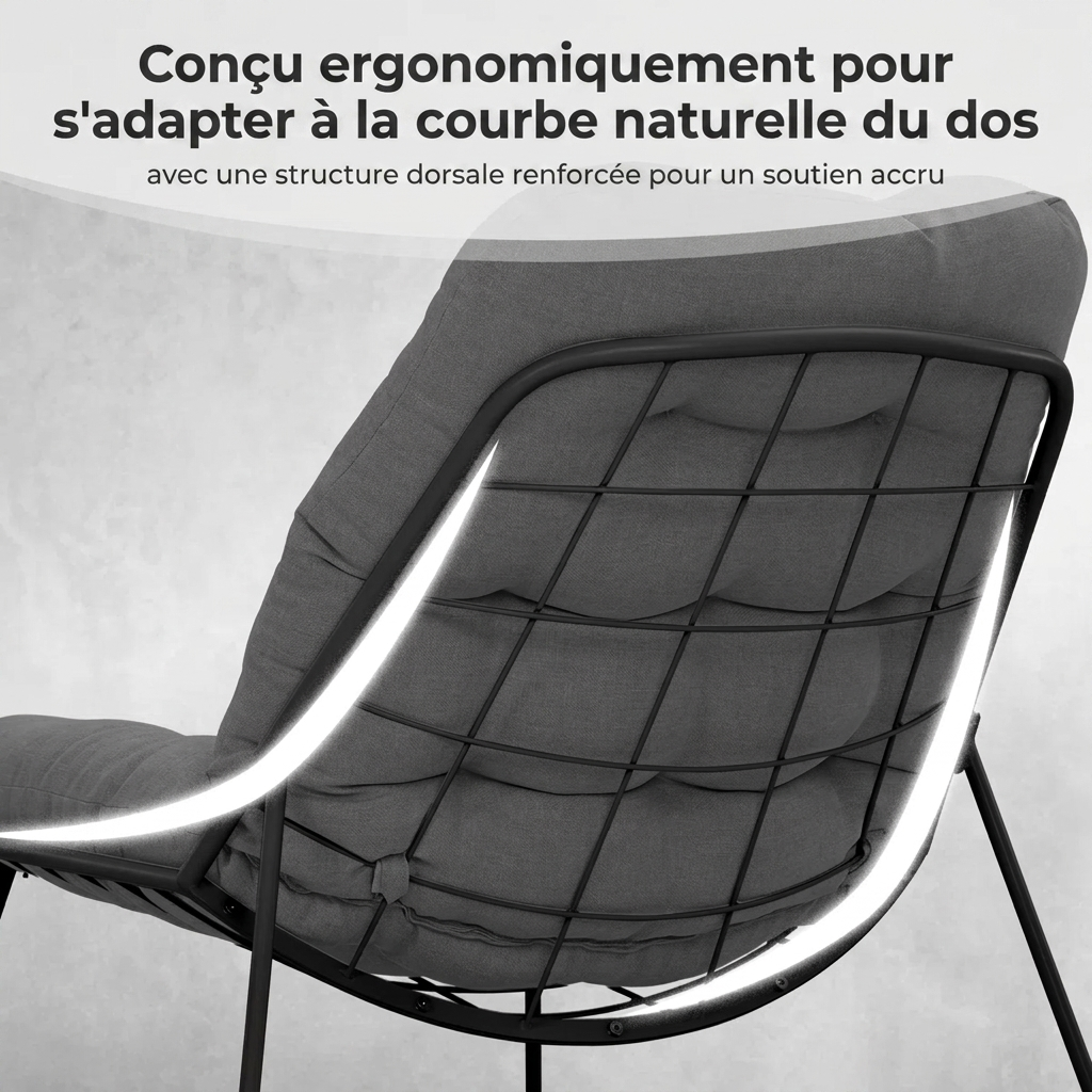 Solea Lounge – Ensemble fauteuils lounge extérieur 3 pièces avec table et coussins