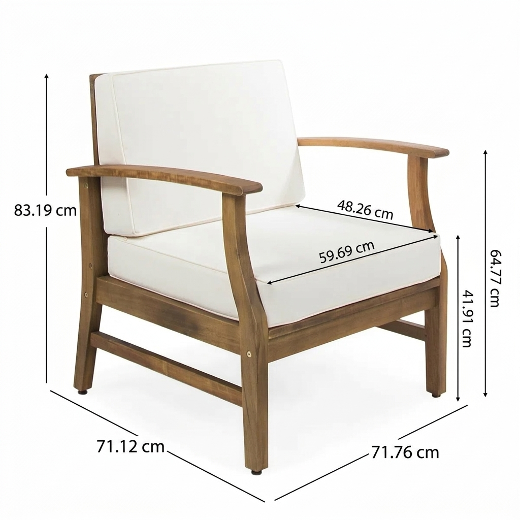 Natura Duo – Salon de jardin 2 places en bois d’acacia avec coussins