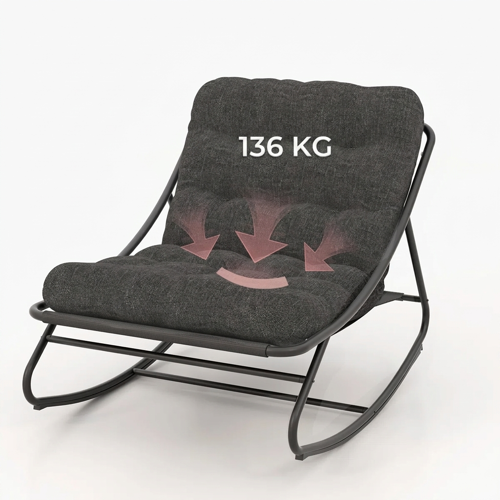 Tavik – Lot de 2 fauteuils à bascule extérieur en métal avec coussins amovibles