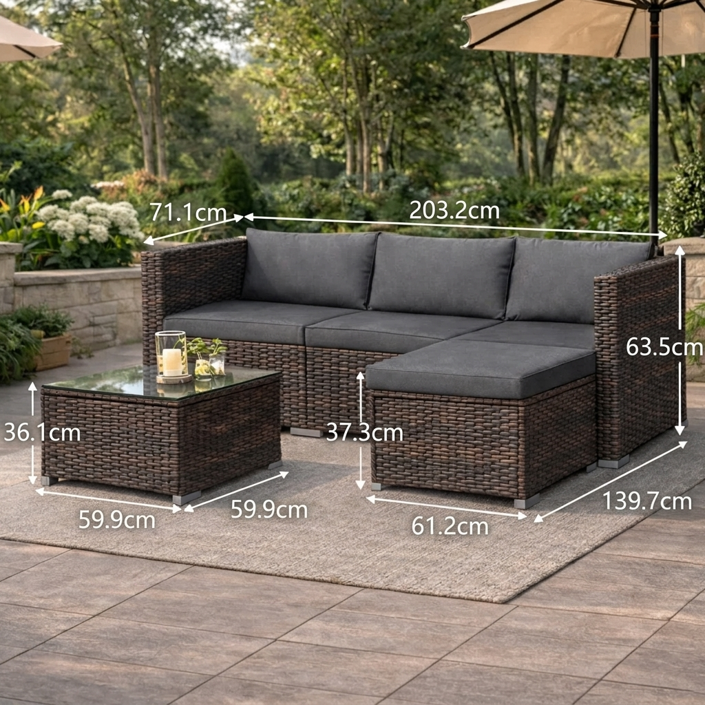 Elaro — Salon de jardin modulable 3 places en rotin