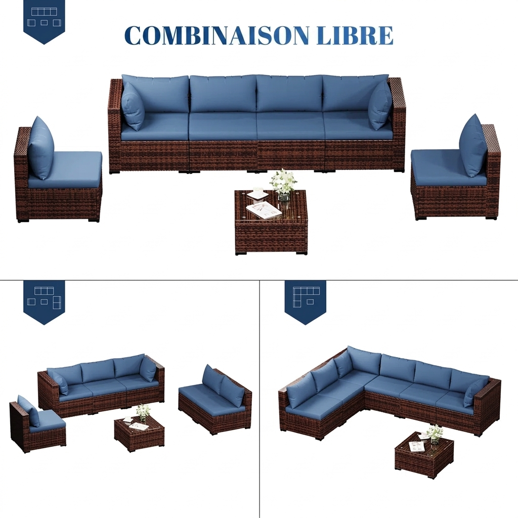 Azmira — Salon de jardin modulable 6 places