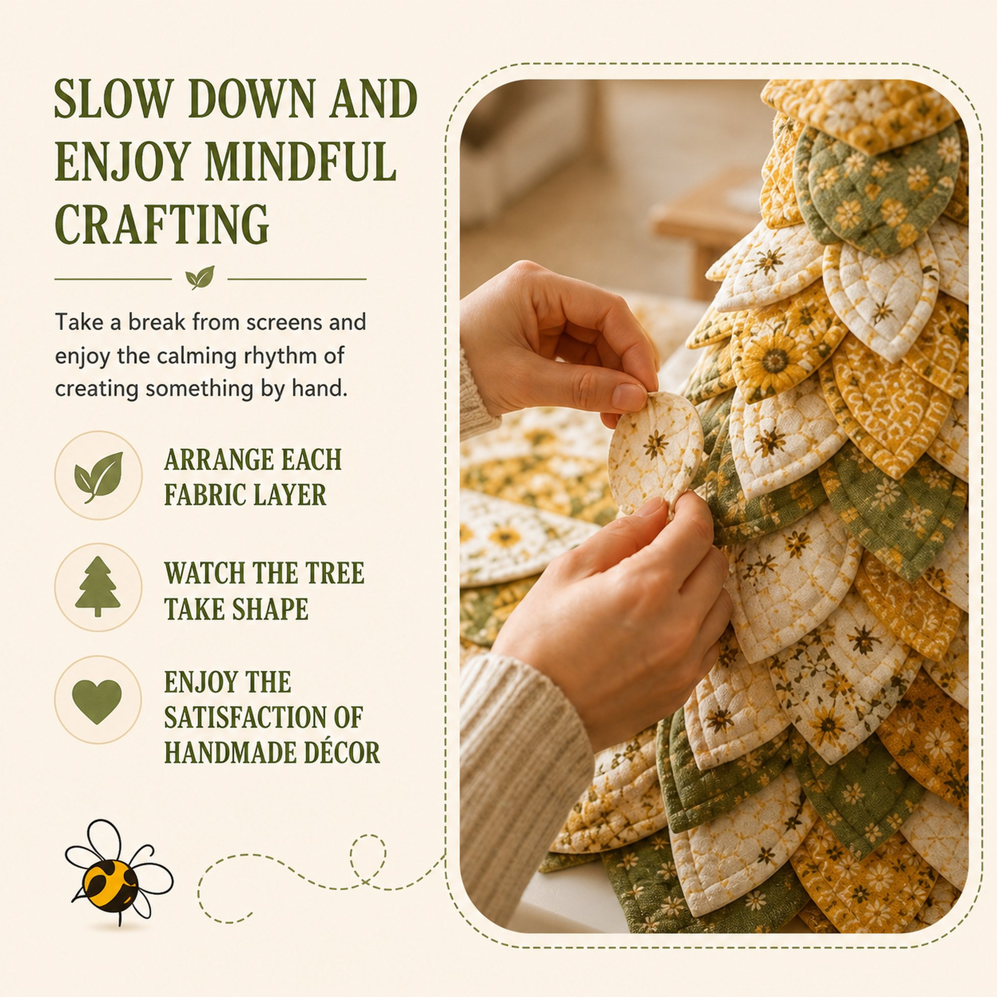 🔥🌻Sunflower Bee Garden Tree DIY Kit-Handmade Fabric Tabletop Tree Decor