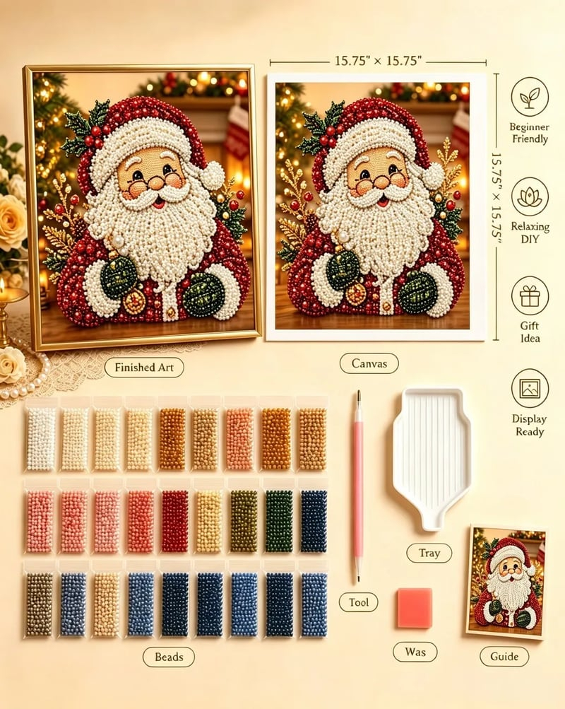 🧘Relaxing & Beginner-Friendly-💎DIY Christmas 3D Pearl Diamond Painting Art Kit With Frame