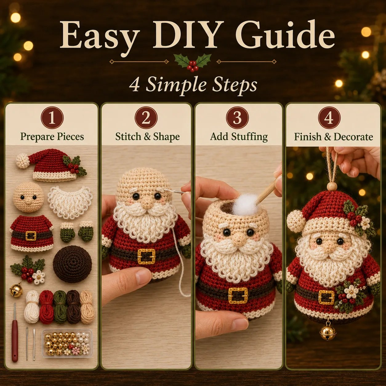 🎄Beginner-Friendly Christmas Character DIY Ornament Kit | Complete Craft Set with Soft Materials, Decorative Details & Step-by-Step Instructions Included ✨