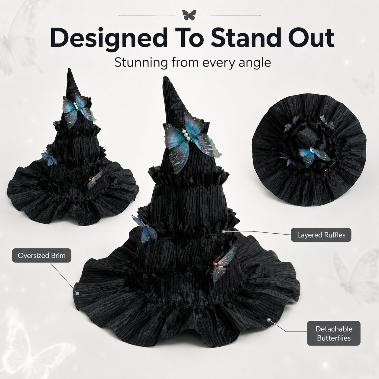 🖤 Gothic Butterfly Witch Hat™