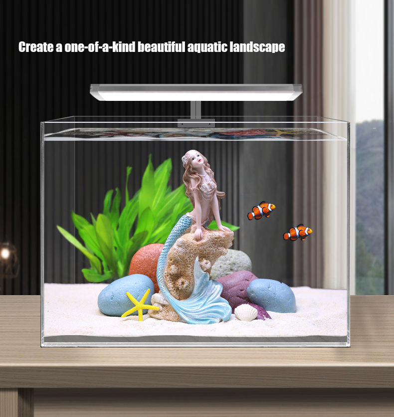 Resin Mermaid Ornaments | Fish Tank Aquascaping Decor with Rockery, Artificial Coral & Aquatic Plants-vidsheer