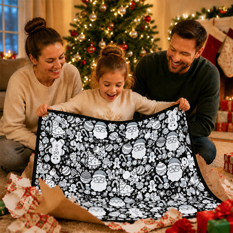 DIY Christmas Coloring Blanket 🎄 Santa & Gingerbread Man Holiday Throw