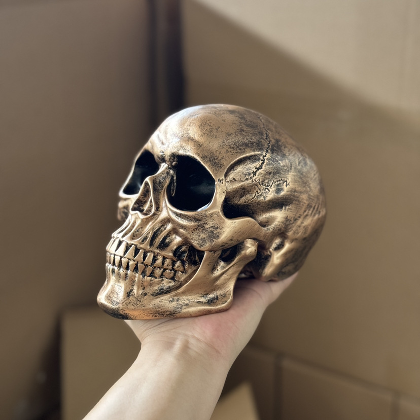 🎃 Resin Human Skull Statue | Gothic Skull Decor for Halloween, Dark Academia & Haunted House