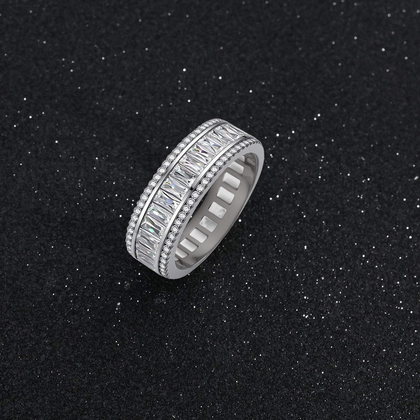 S925 Sterling Silver Triple-Row Wide Band Ring