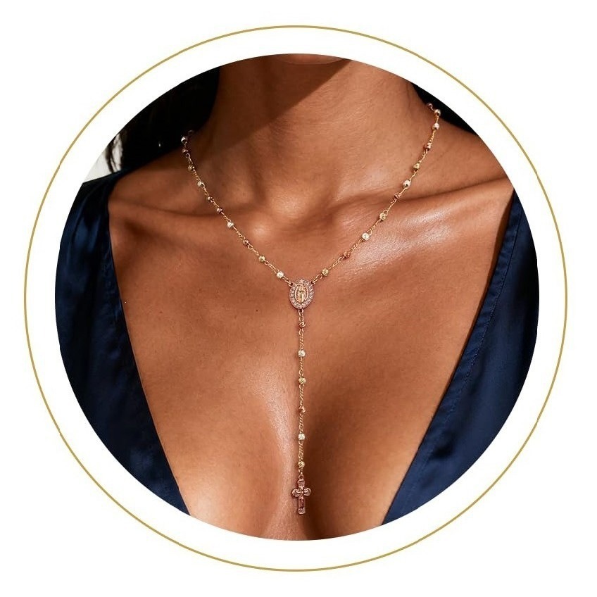 "Divine Layering" 14K Gold Cross Lariat Necklace