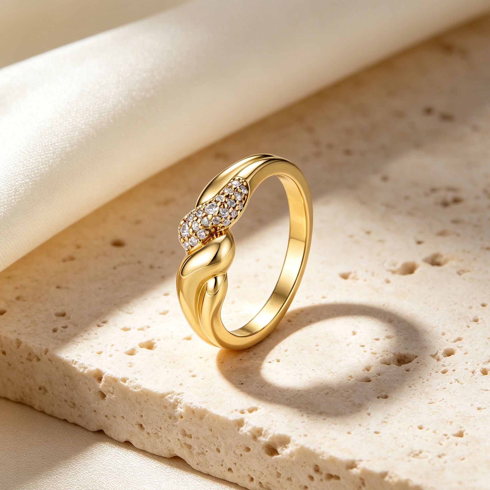 Intertwined Radiance 14K Gold Pavé Knot Ring
