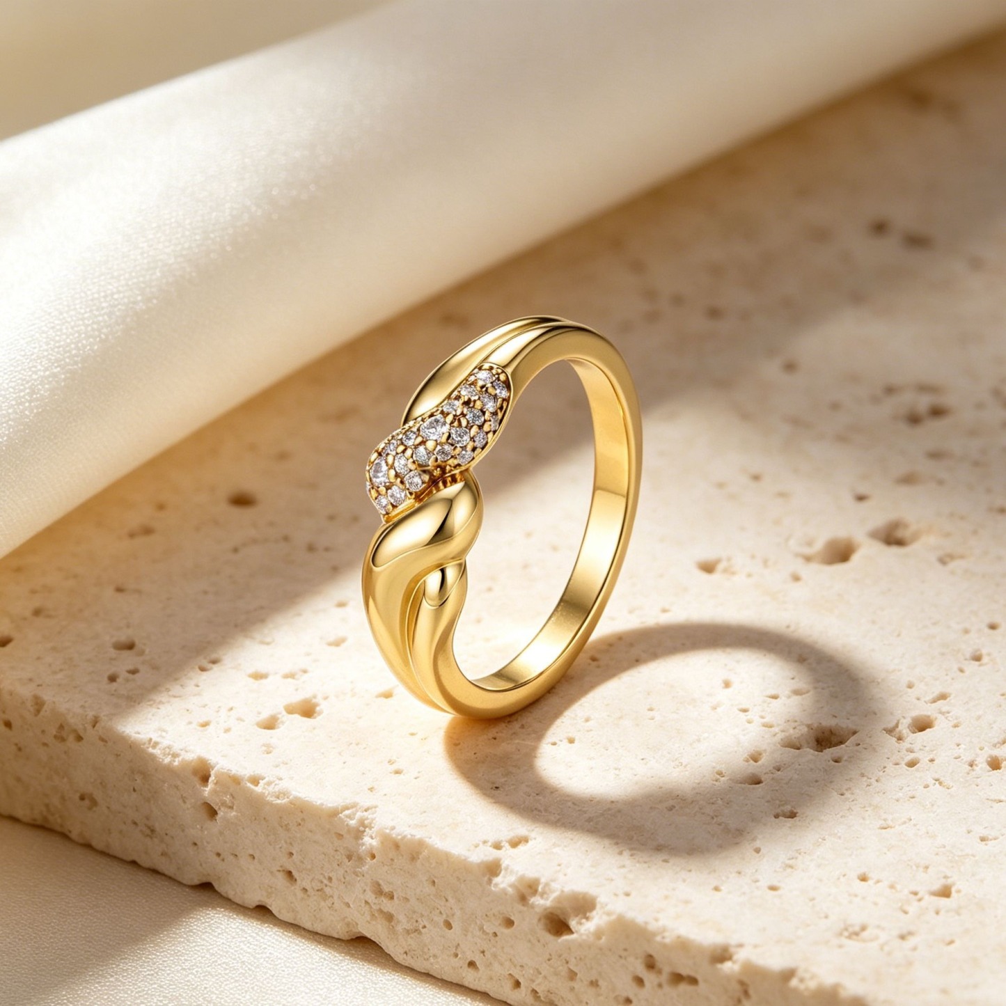 Intertwined Radiance 14K Gold Pavé Knot Ring