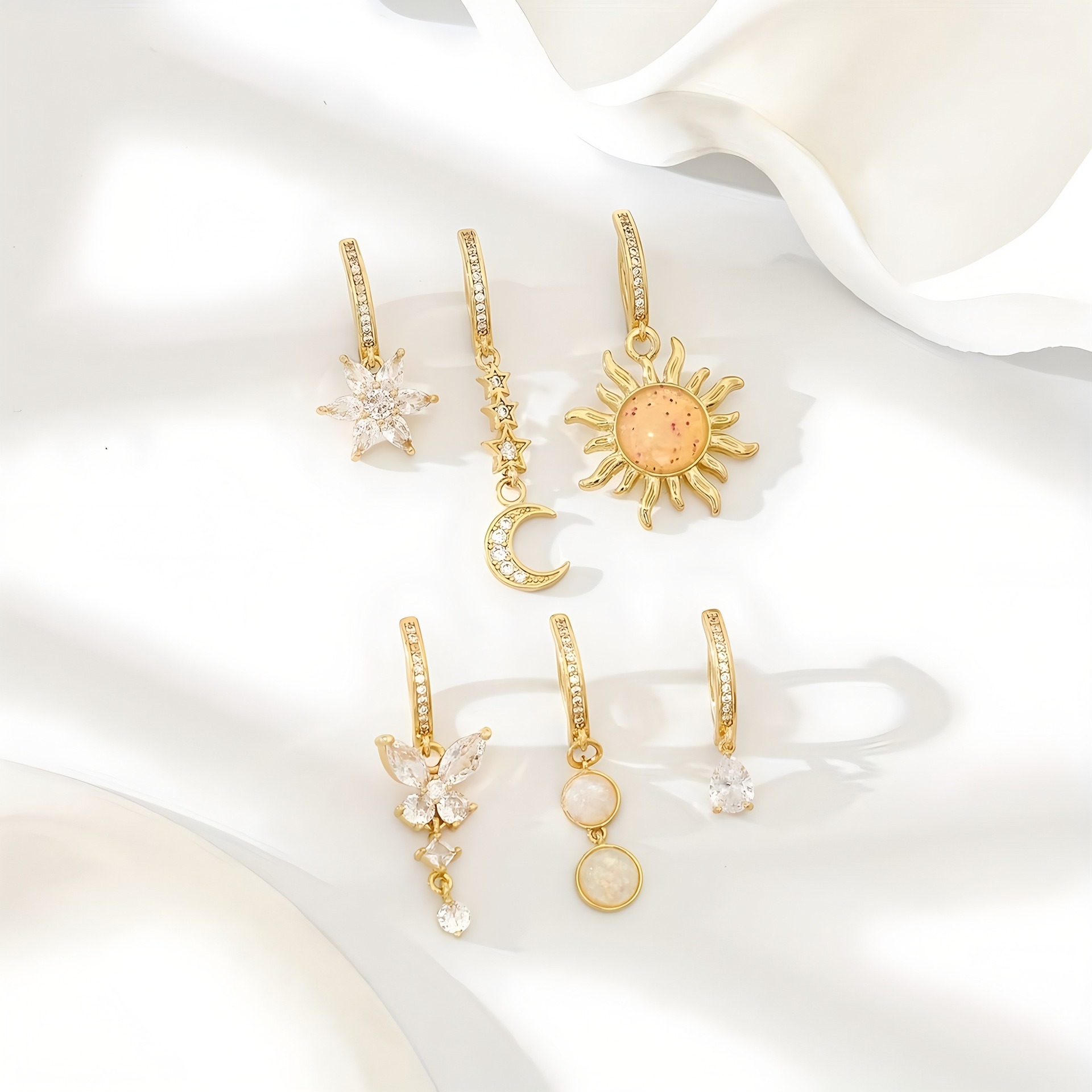 "elestial Glow 14K Gold S925 Silver Clicker Belly Button Ring Set