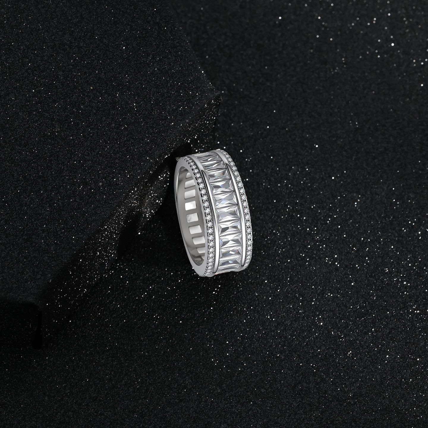 S925 Sterling Silver Triple-Row Wide Band Ring
