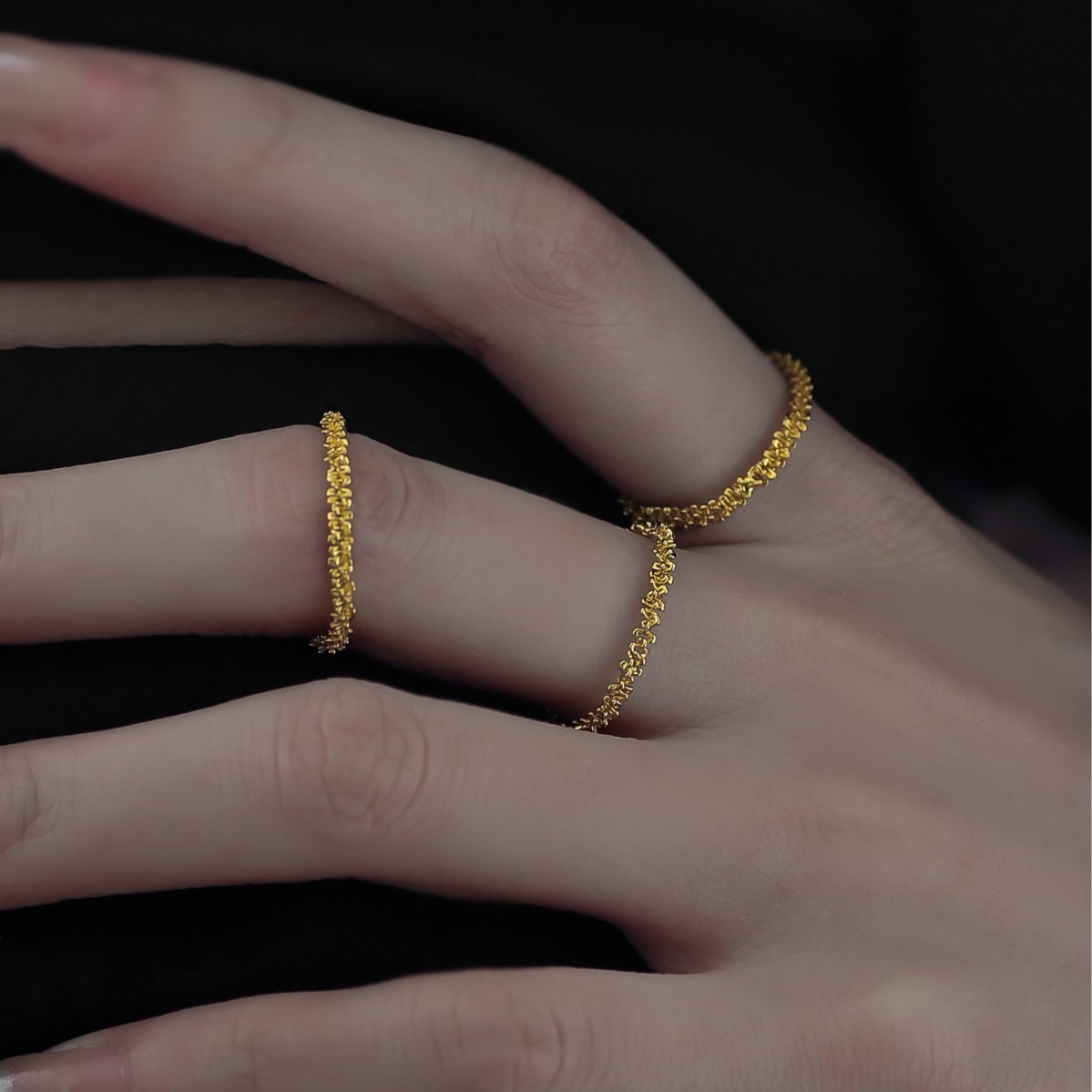 14K Gold S925 Silver Textured Soft Ring