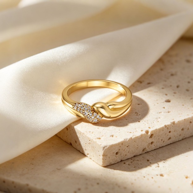 Intertwined Radiance 14K Gold Pavé Knot Ring