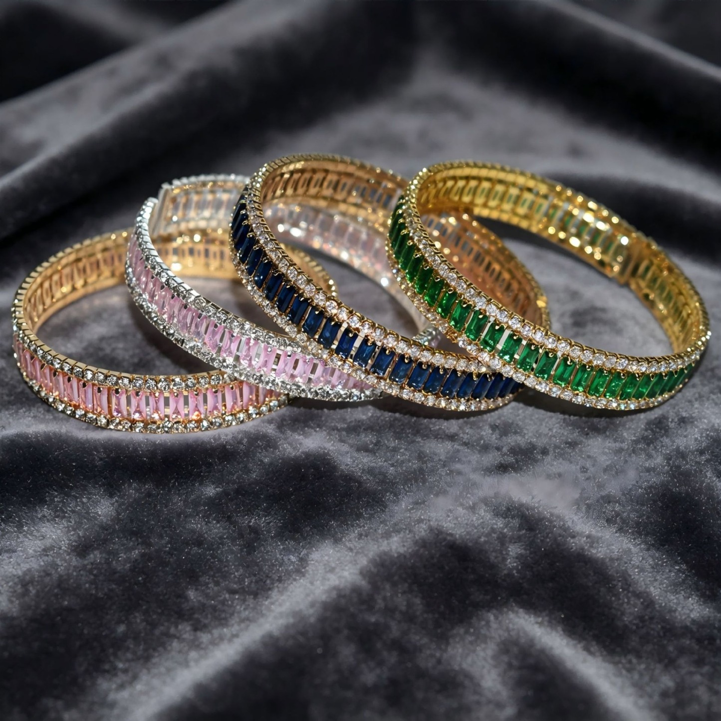 Starlight Rhythm Geometric Pavé Open Cuff Bracelet