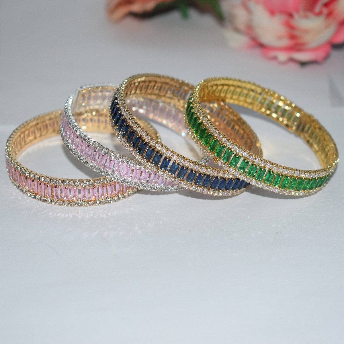 Starlight Rhythm Geometric Pavé Open Cuff Bracelet