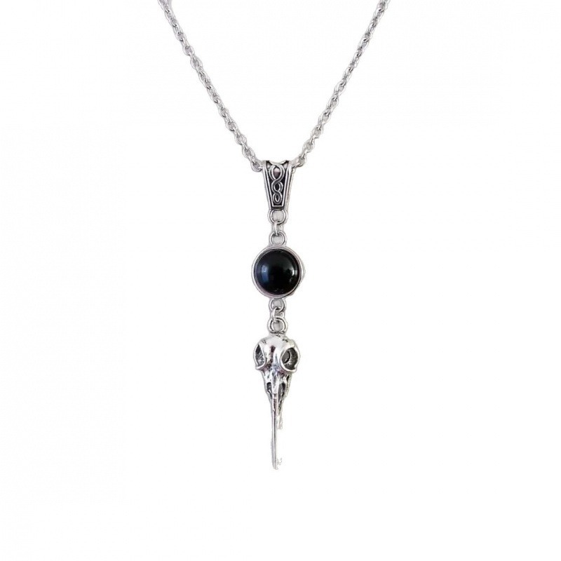 S925 Silver Crow Skull Protection Amulet Necklace