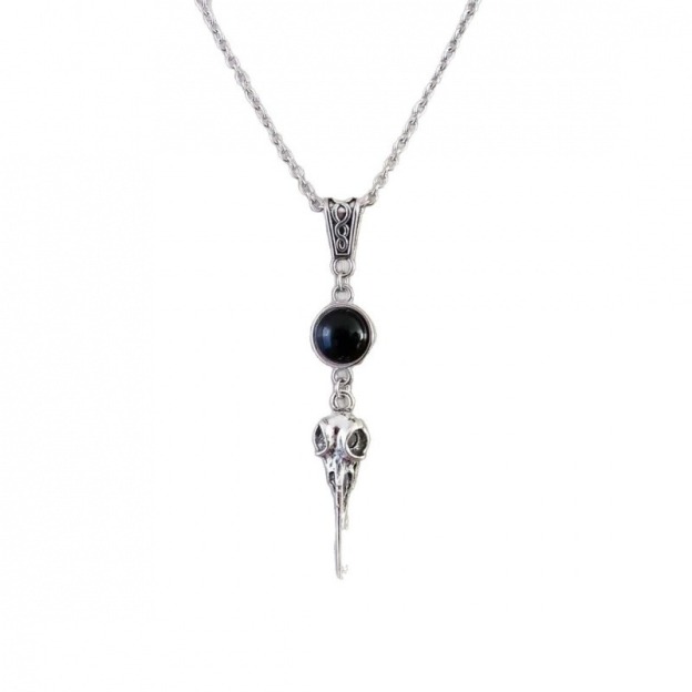 S925 Silver Crow Skull Protection Amulet Necklace