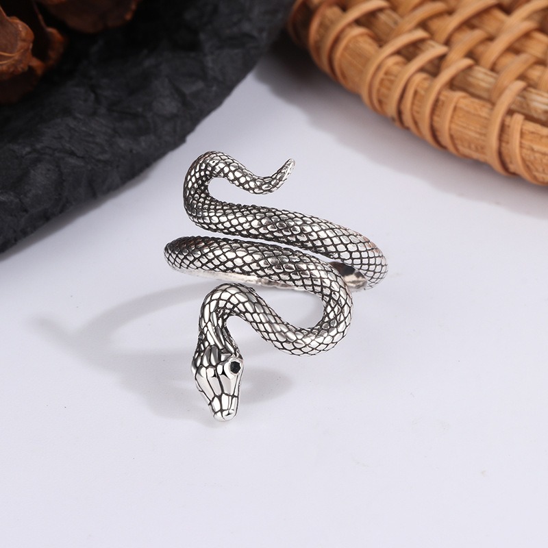 Serpent Guardian S925 Sterling Silver Vintage 3D Snake Ring