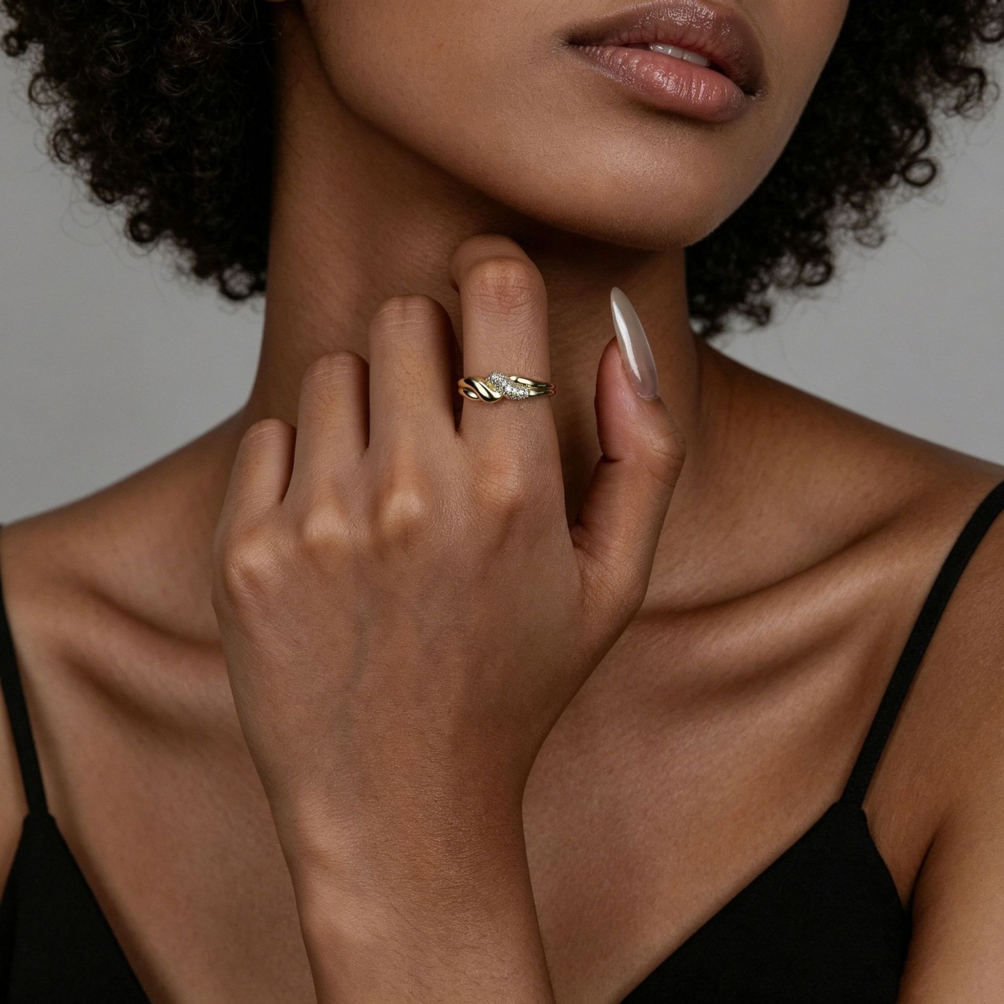Intertwined Radiance 14K Gold Pavé Knot Ring